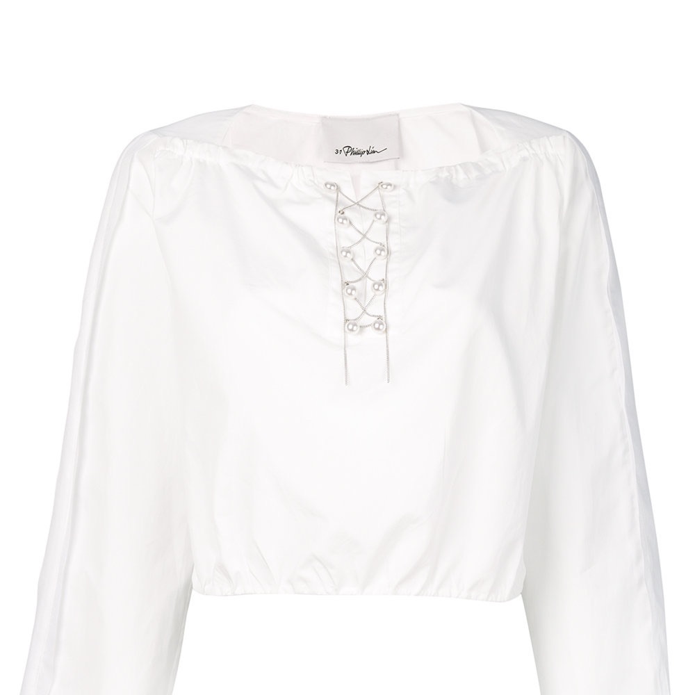 3.1 PHILLIP LIM pearl-trim cropped top